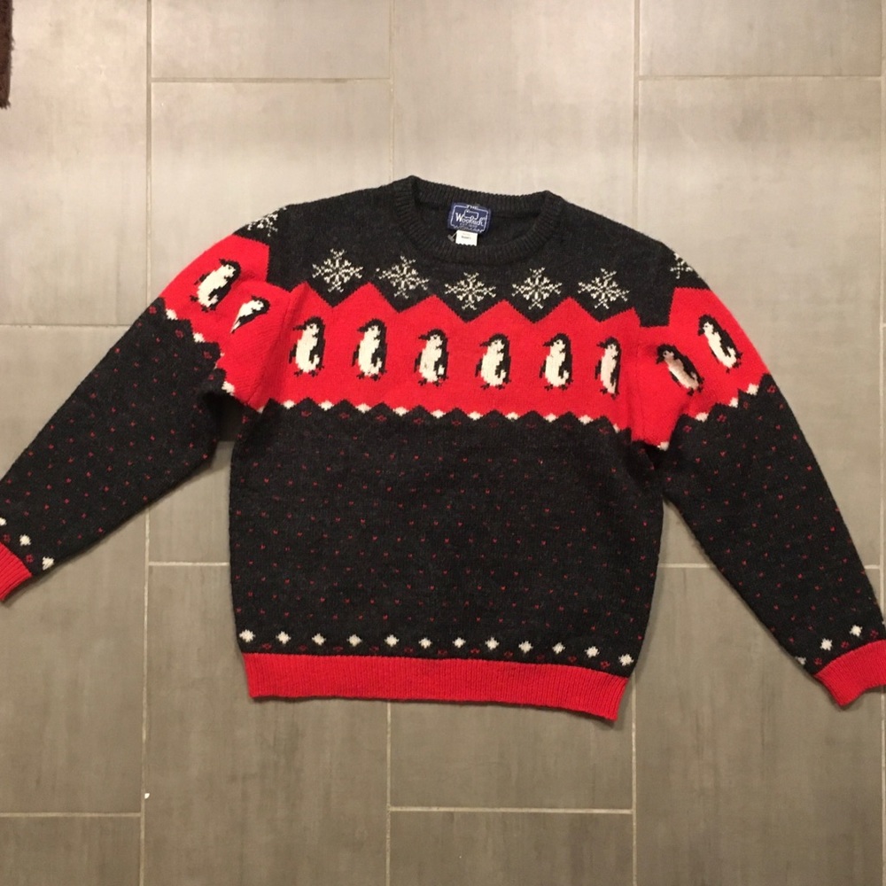 Woolrich Medium sweater 100% wool penguins